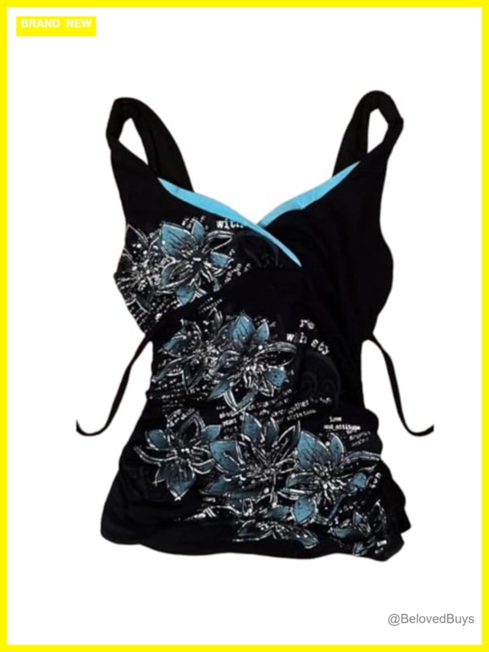 Y2K Floral Halter Tank Top Grunge Emo V-Neck Sleeveless Fitted Women's